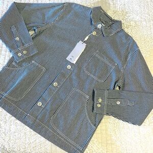 NWT FOLK • Men’s Denim Stripe 3 Pocket 100% Cotton Chore Jacket Workwear Shirt